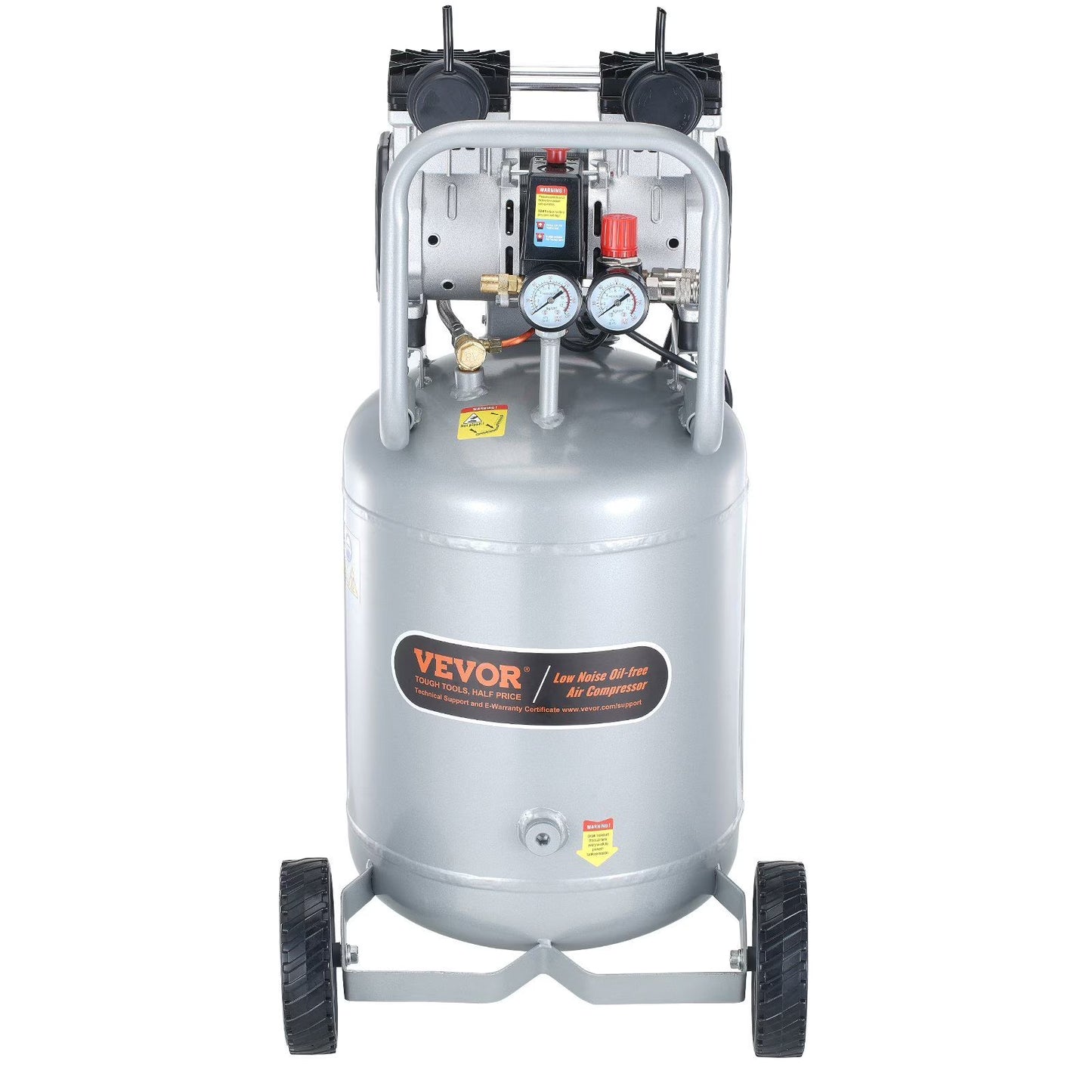 13 Gallon Air Compressor, 66dB Ultra-Quiet Compressor for Tire Inflation, Auto Repair, 2HP 4.6 SCFM@90PSI Oil Free Air Compressor Tank, Woodwork Nailing, Spray Painting (125PSI Max Pressure)
