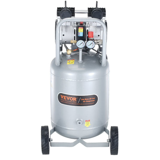 13 Gallon Air Compressor, 66dB Ultra-Quiet Compressor for Tire Inflation, Auto Repair, 2HP 4.6 SCFM@90PSI Oil Free Air Compressor Tank, Woodwork Nailing, Spray Painting (125PSI Max Pressure)