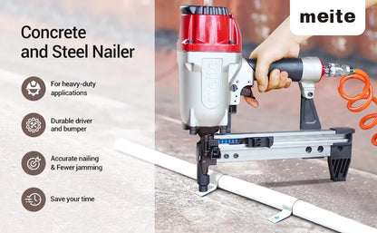 MEITE MTCS3040L Pneumatic Concrete and Steel Pinner 12Gauge 1/2" to 1-1/2" Length Concrete Nailer