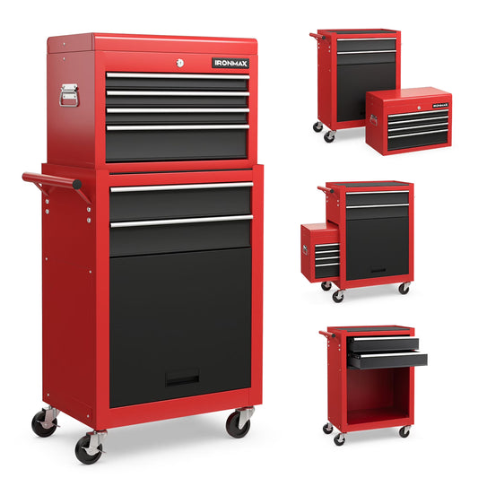 Gymax 6-Drawer Rolling Tool Chest Lockable Tool Box and Storage Cabinet Garage Workshop