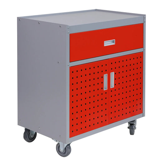 Walsport Tool Box with Drawer,30"Multi-Purpose Tool Chest Organizer with Wheels for Garage,Warehouse(Red)