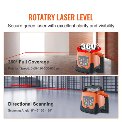 KFFKFF Laser Level, 1650ft Range, 360? Self-Leveling Red Cross Line, Adjustable 5 Speeds & 4 Scan Angles, IP66 Water-Resistant, Remote & Manual Modes, Includes Battery