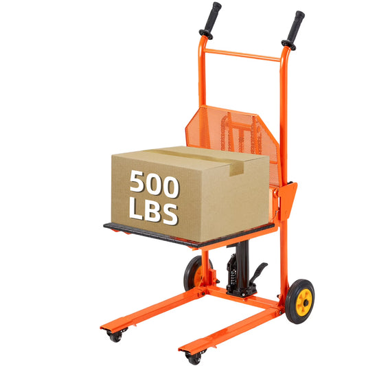 AECOJOY Hydraulic Material Lift Pallet Truck 500 Lbs,Lift Table Cart,32" Max Lift Height Pallet Truck Jack with Lockable Swivel Casters - Ideal for Warehouse, Workshop and Garage Use