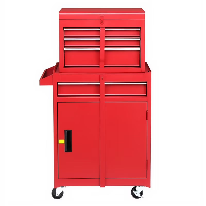 Gundir 4-Drawer Rolling Tool Chest with Lockable Wheels, 2 in 1 Storage Cabinet and Detachable Top Box for Garage Workshop Automotive Repair, Black