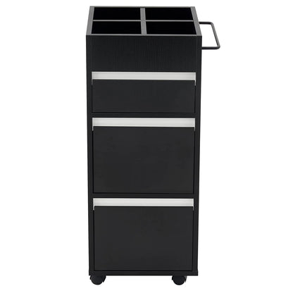 BarberPub Utility Cart with Storage Drawer, Salon Trolley Cabinet