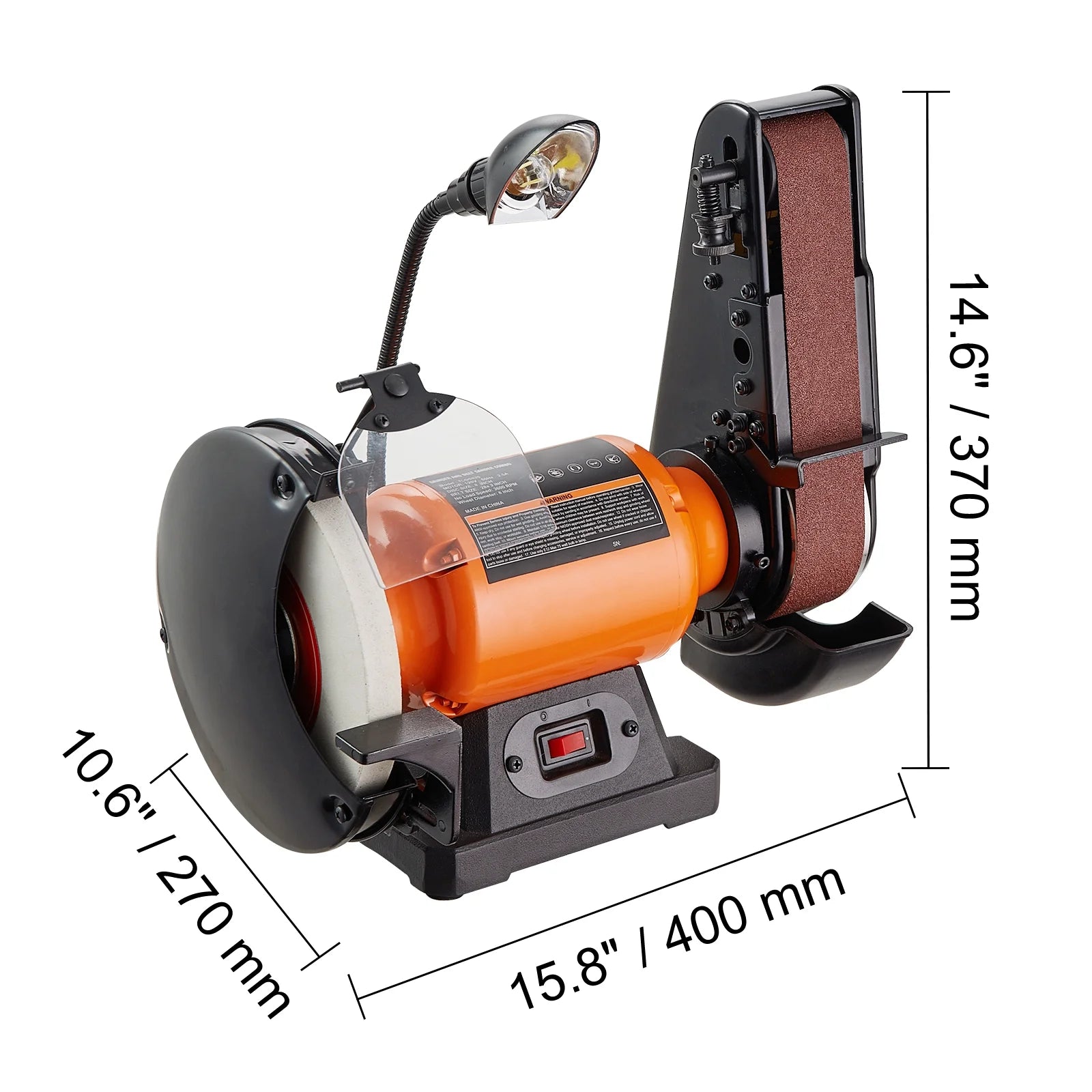 KFFKFF 8" Bench Grinder & 2x28" Belt Sander Combination, Equipped with 2.5A Induction Motor for Metal Sharpening and Grinding