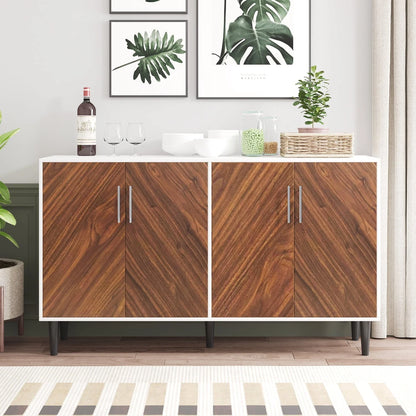 Catrimown Sideboard Buffet Cabinet, Mid-Century Modern White Sideboard Storage Cabinet, Sideboard and Buffet for Living Room, white
