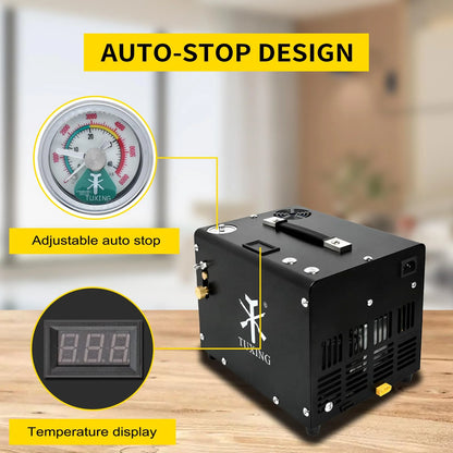 TUXING 4500Psi PCP Air Compressor,Auto-Stop,Oil/Water-Free, High Pressure Air Compressor for Paintball Tank Pump
