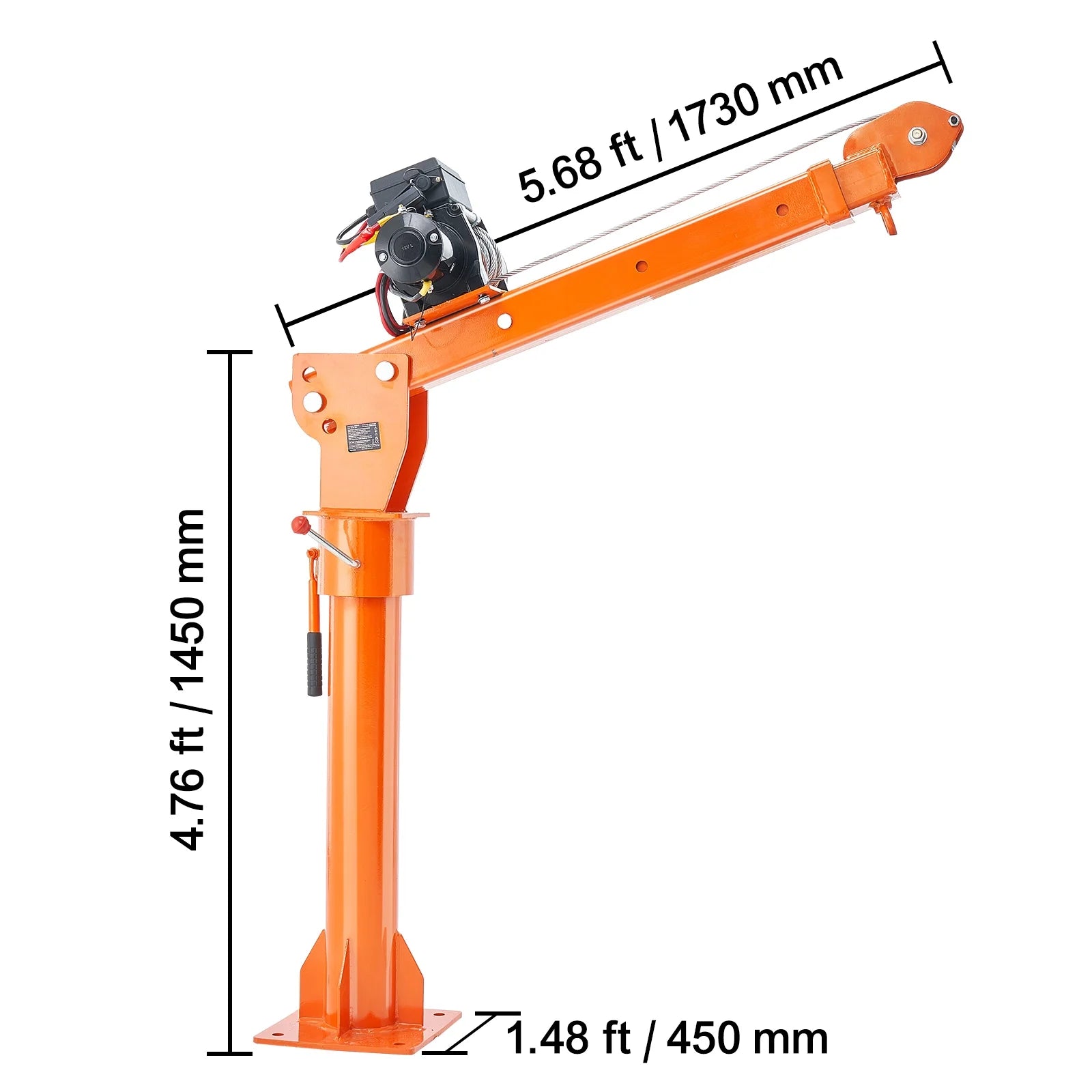 KFFKFF Power-Operated Truck Crane, 2200 lbs, Collapsible Truck-Bed Mounted Crane with 6000 lbs Electric Winch, Steel-Made Truck Jib Crane Hoist with 360° Rotation