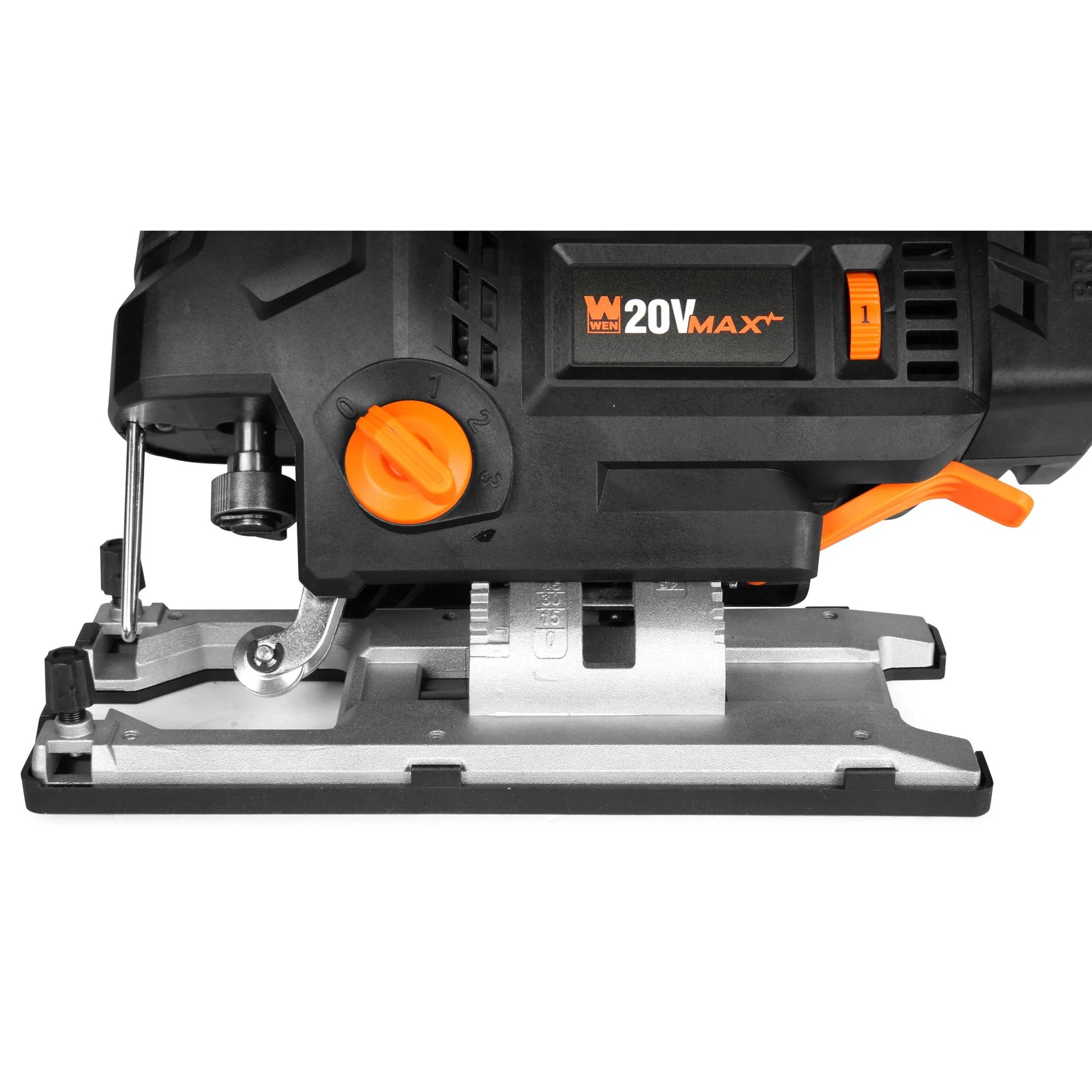 WEN 20V Max Cordless Brushless Auto-Speed Jigsaw with 4.0Ah Lithium Ion Battery and Charger