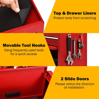 NIGSQJB 3-In-1 Tool Chest on Wheels with 6 Drawers, 52"H Tool Storage Cabinet with Auto Locking System,Detachable Top,Tool Box Organizer for Garage,Workshop,Repair Shop,DIY, Red